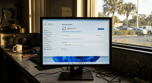 Windows 11 Settings showing Windows Update page with updates available